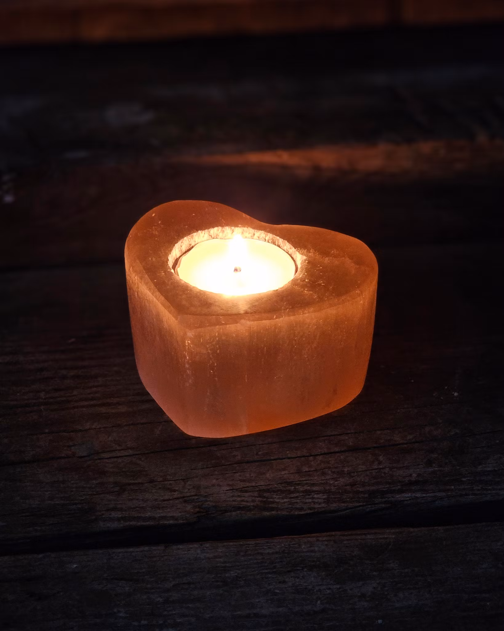 Orange Selenit, ljuslykta hjärta