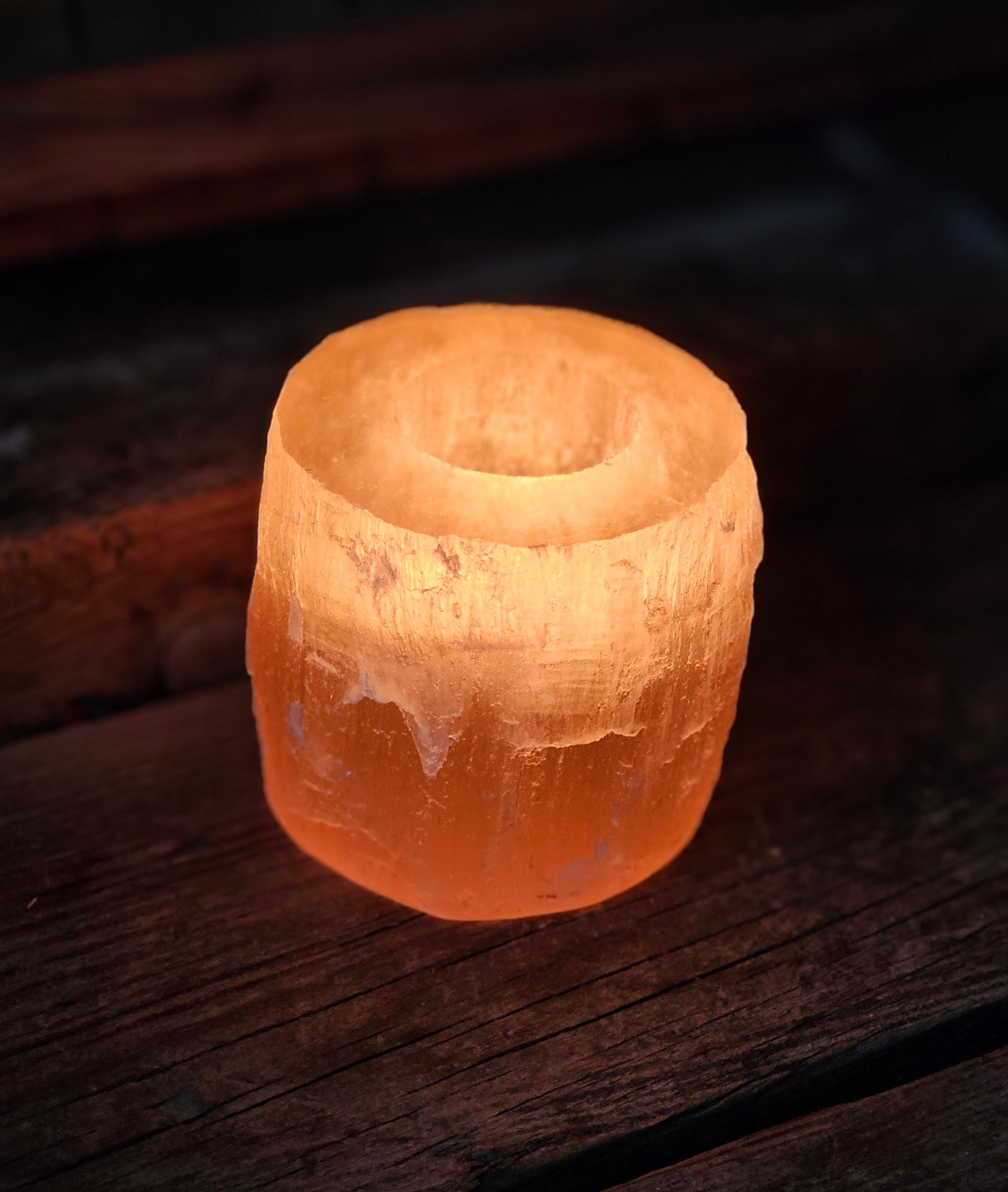 Orange Selenit, rå ljuslykta
