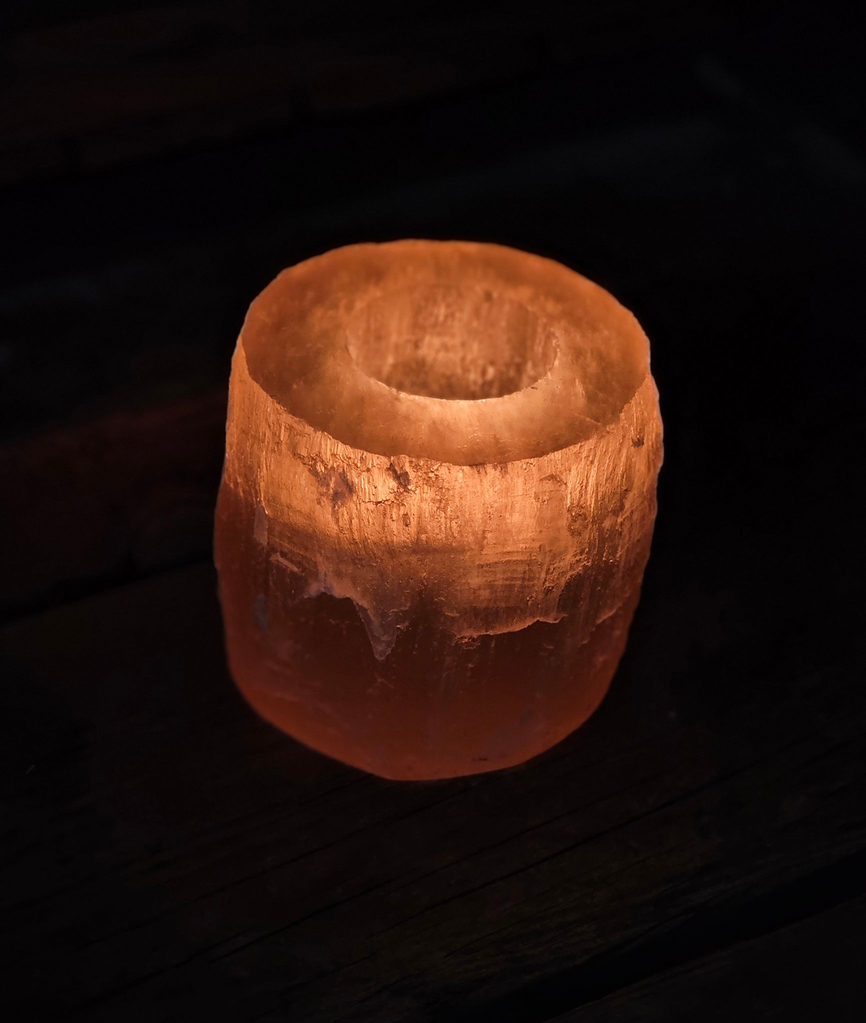 Orange Selenit, rå ljuslykta
