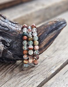 Rutilkvarts och Lodolit mix, armband 8mm runda pärlor