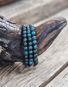 Krysokolla extra, armband 8mm runda pärlor