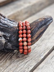 Breccijaspis, armband 8mm runda pärlor