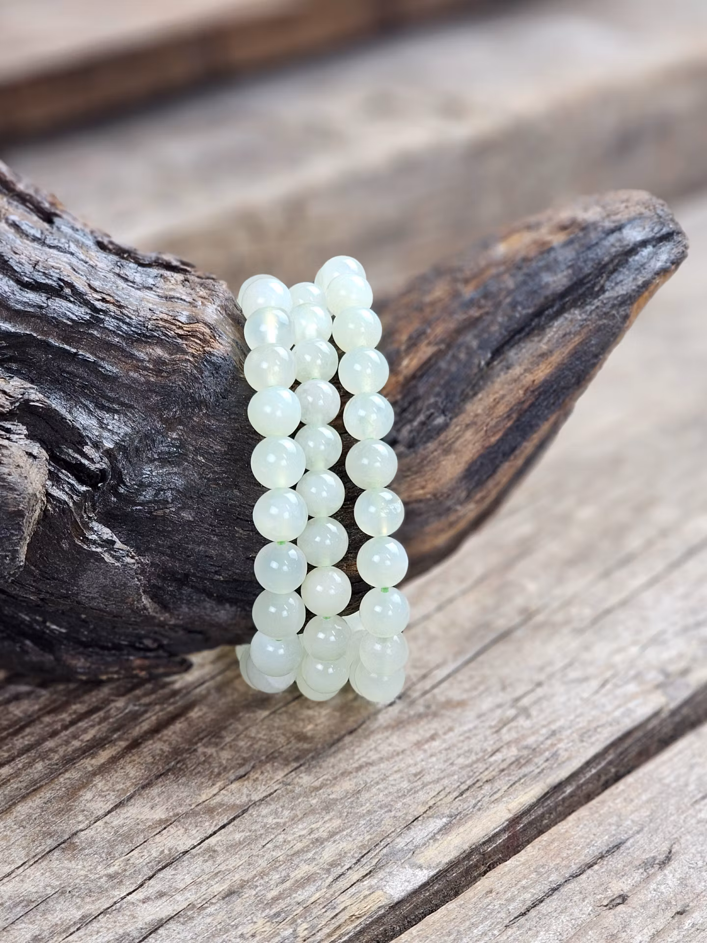 New Jade, armband 8mm runda pärlor