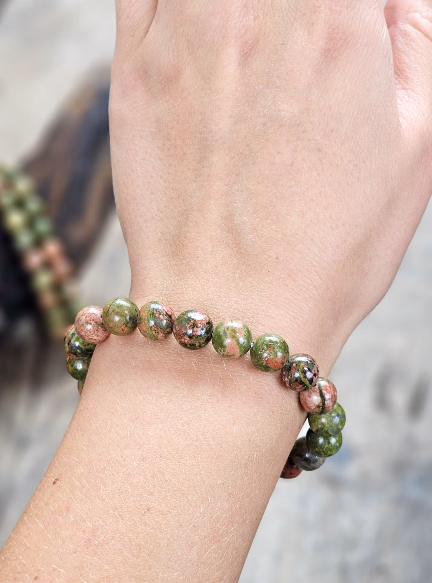 Unakit, armband 8mm runda pärlor