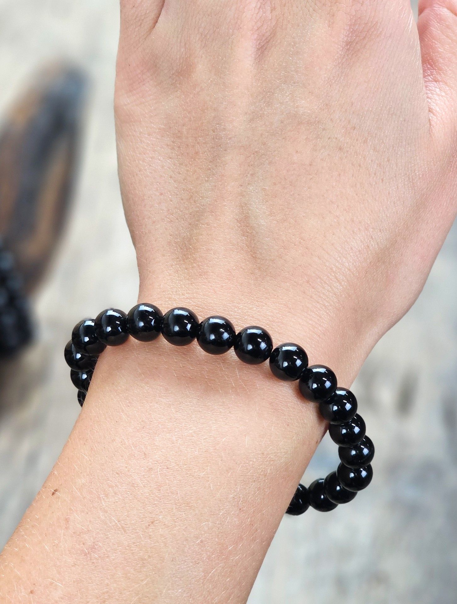Onyx, armband 8mm runda pärlor