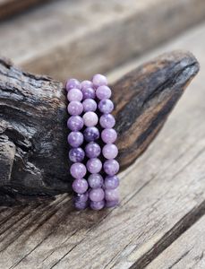 Lepidolit, armband 8mm runda pärlor