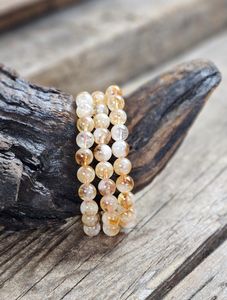 Citrin, armband 8mm runda pärlor