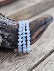 Blå Kalcedon, armband 8mm runda pärlor