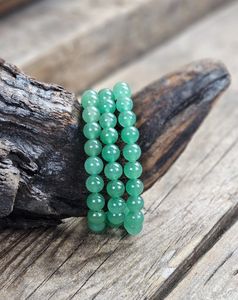 Grön Aventurin, armband 8mm runda pärlor