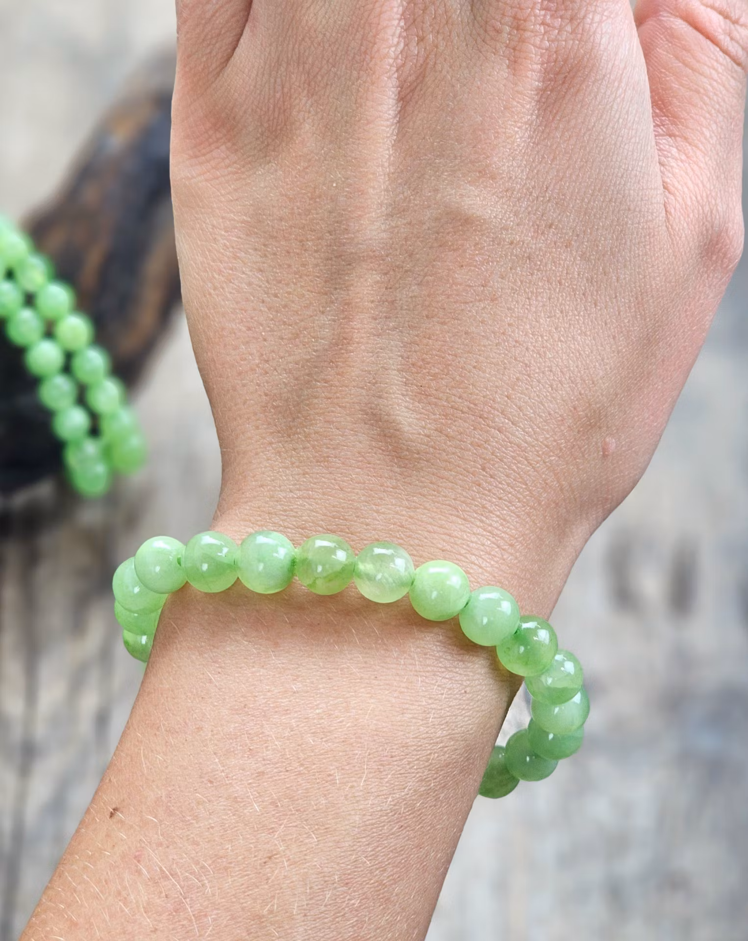 Grön Kalcit, armband 8mm runda pärlor