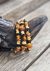 Bärnsten mörk mix, chipsarmband