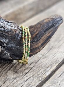 Grön & gul Turmalin, armband 3mm facetterade pärlor