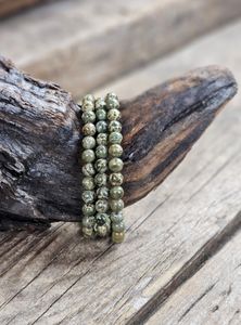 Grön Breccijaspis, armband 6mm runda pärlor