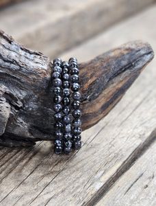 Indigo Gabbro, armband 6mm runda pärlor