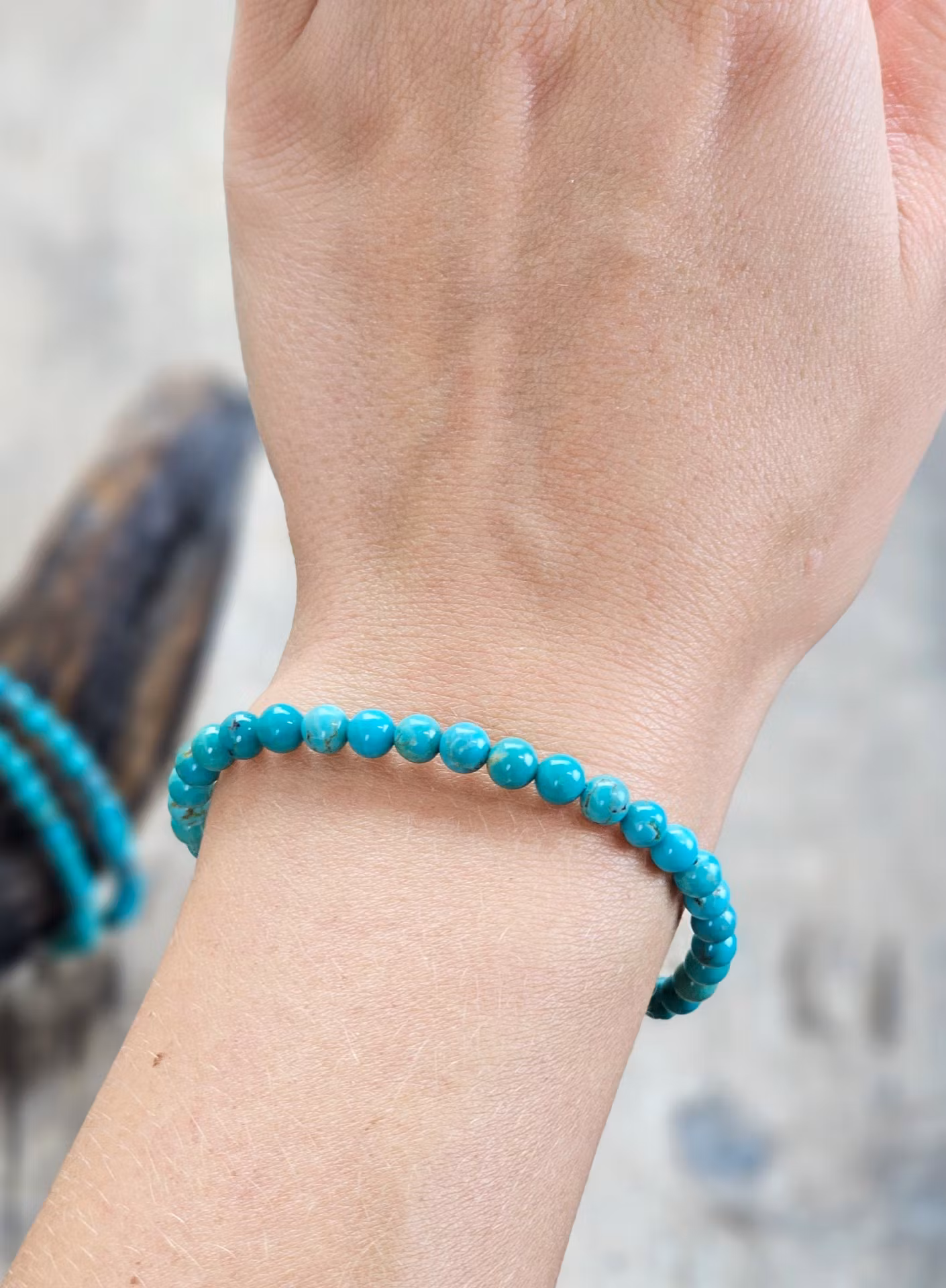Äkta Turkos extra, armband 5-6mm runda pärlor