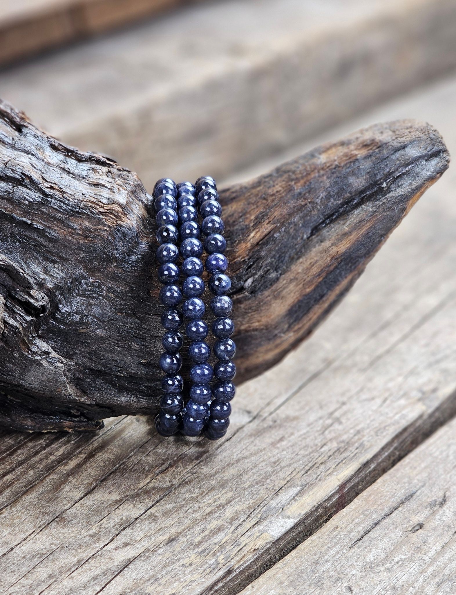 Safir, armband 6mm runda pärlor