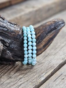 Larimar extra, armband 6mm runda pärlor