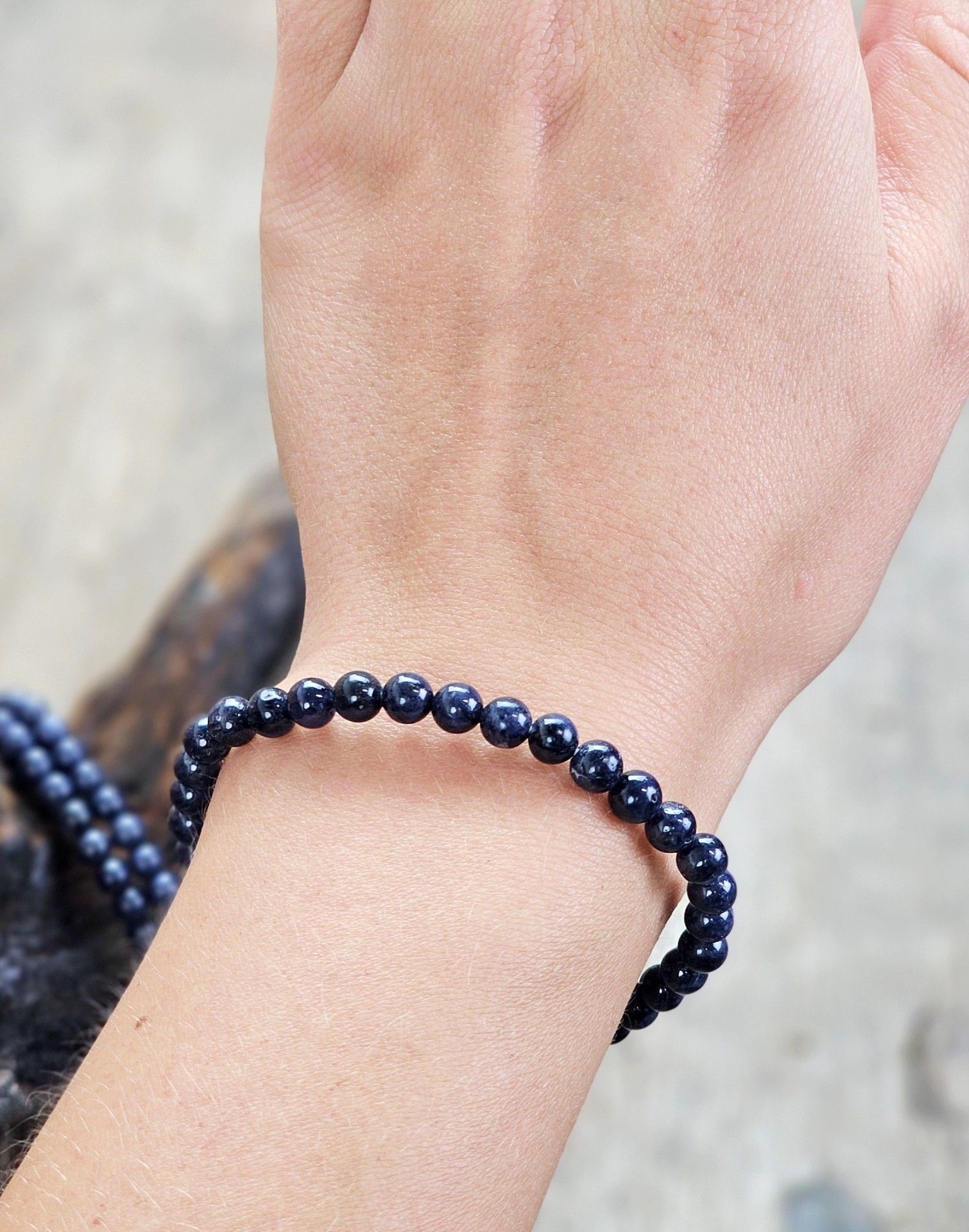 Safir, armband 6mm runda pärlor