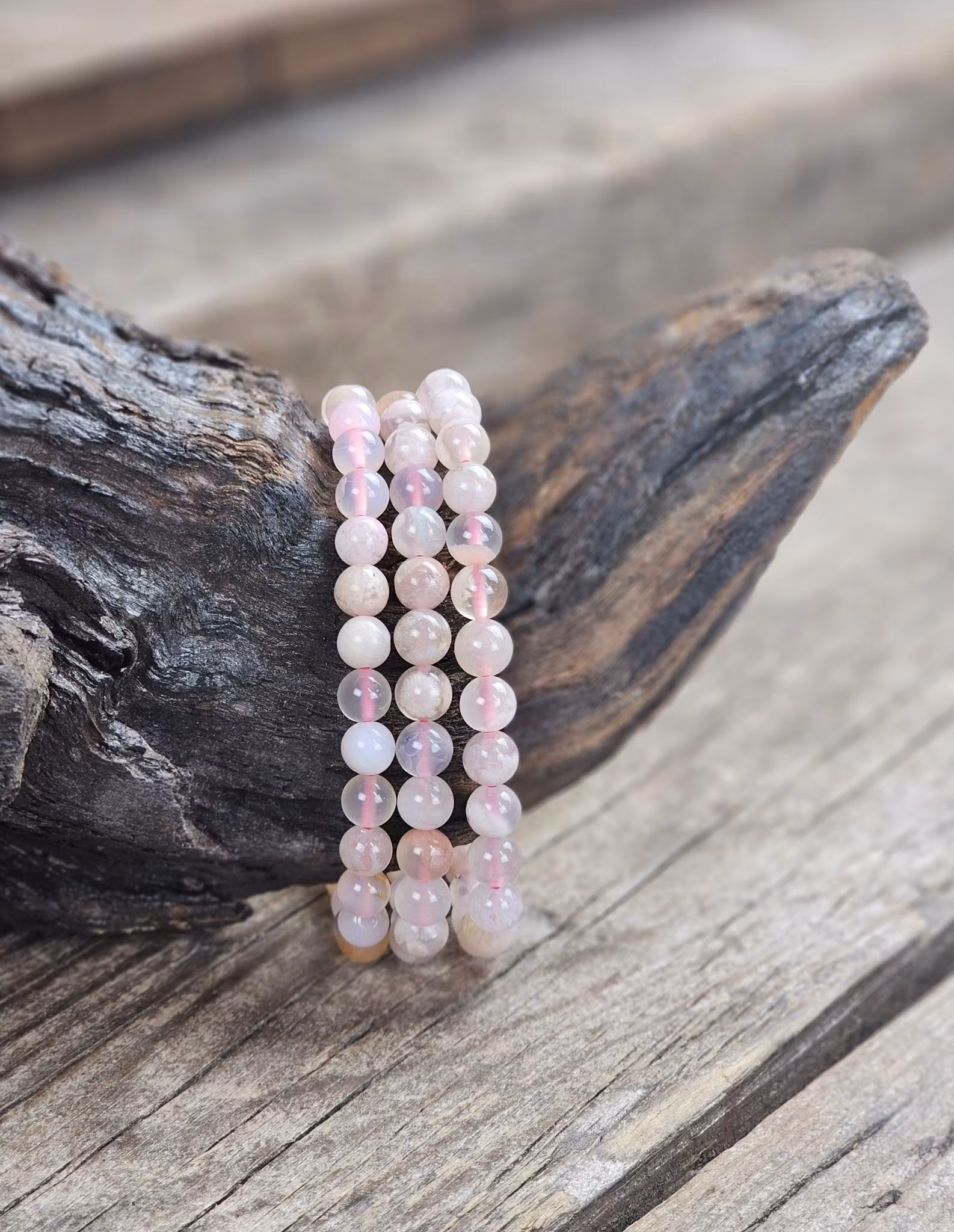 Blomsteragat, armband 6mm runda pärlor