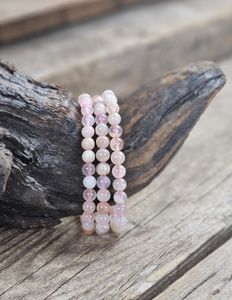 Blomsteragat, armband 6mm runda pärlor