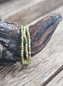 Grön Granat, armband 4mm facetterade pärlor