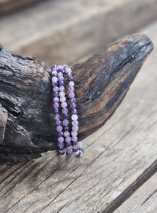 Lepidolit, armband 4mm facetterade pärlor
