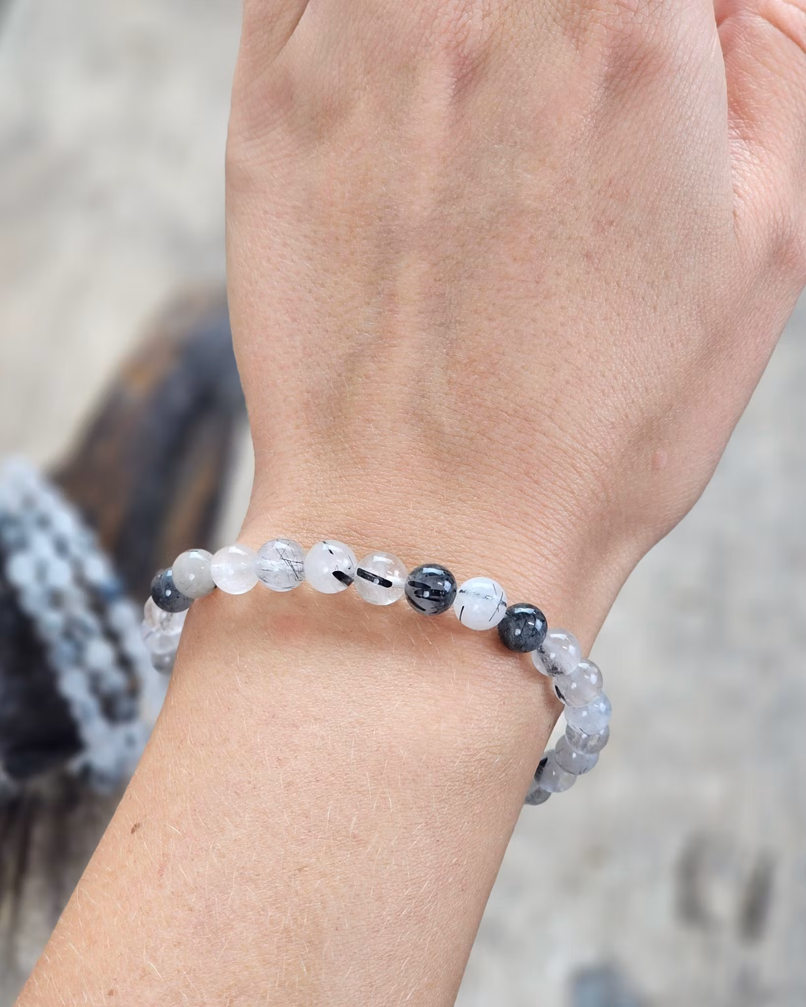 Rutilkvarts, armband 6mm runda pärlor