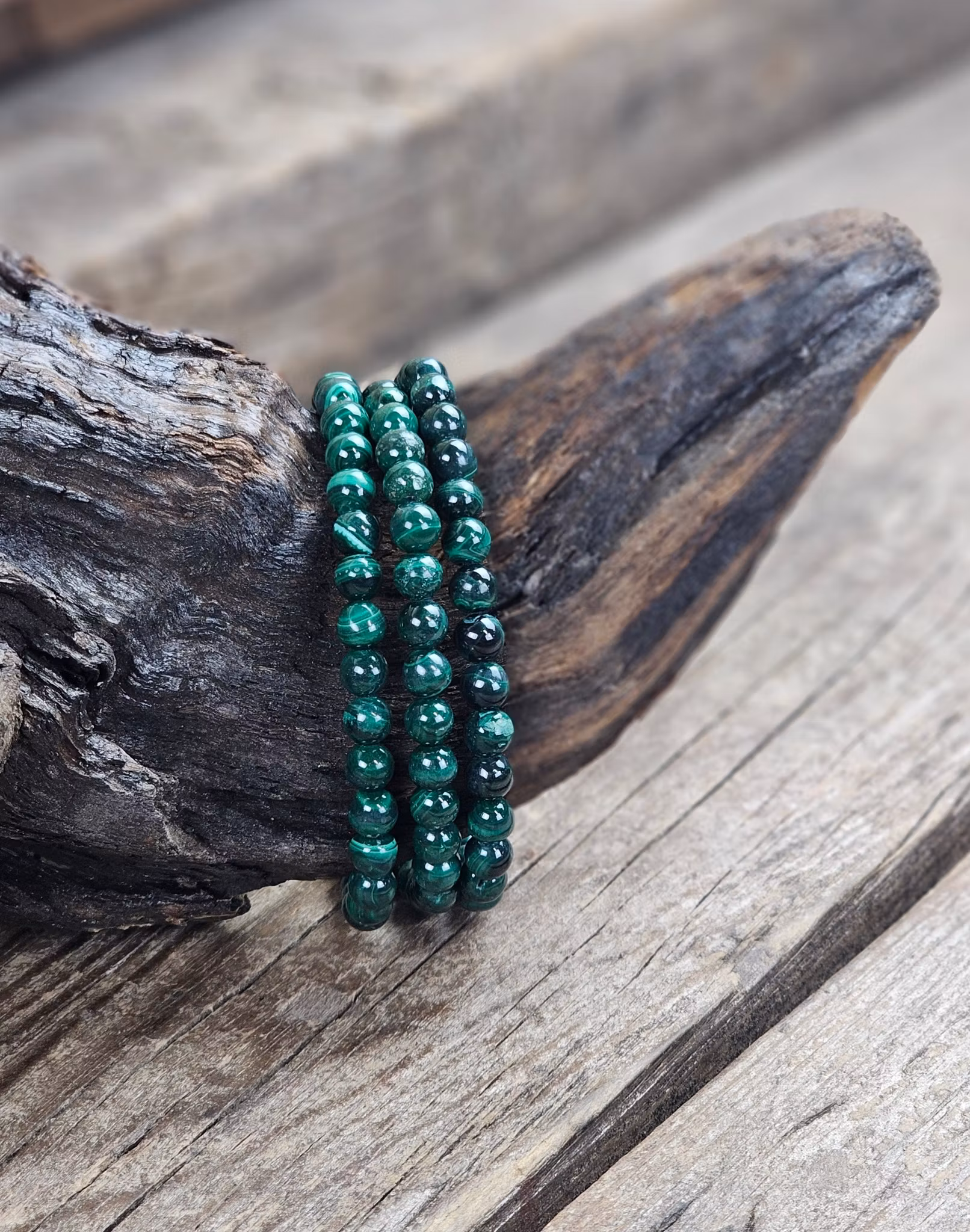 Malakit, armband 6mm runda pärlor