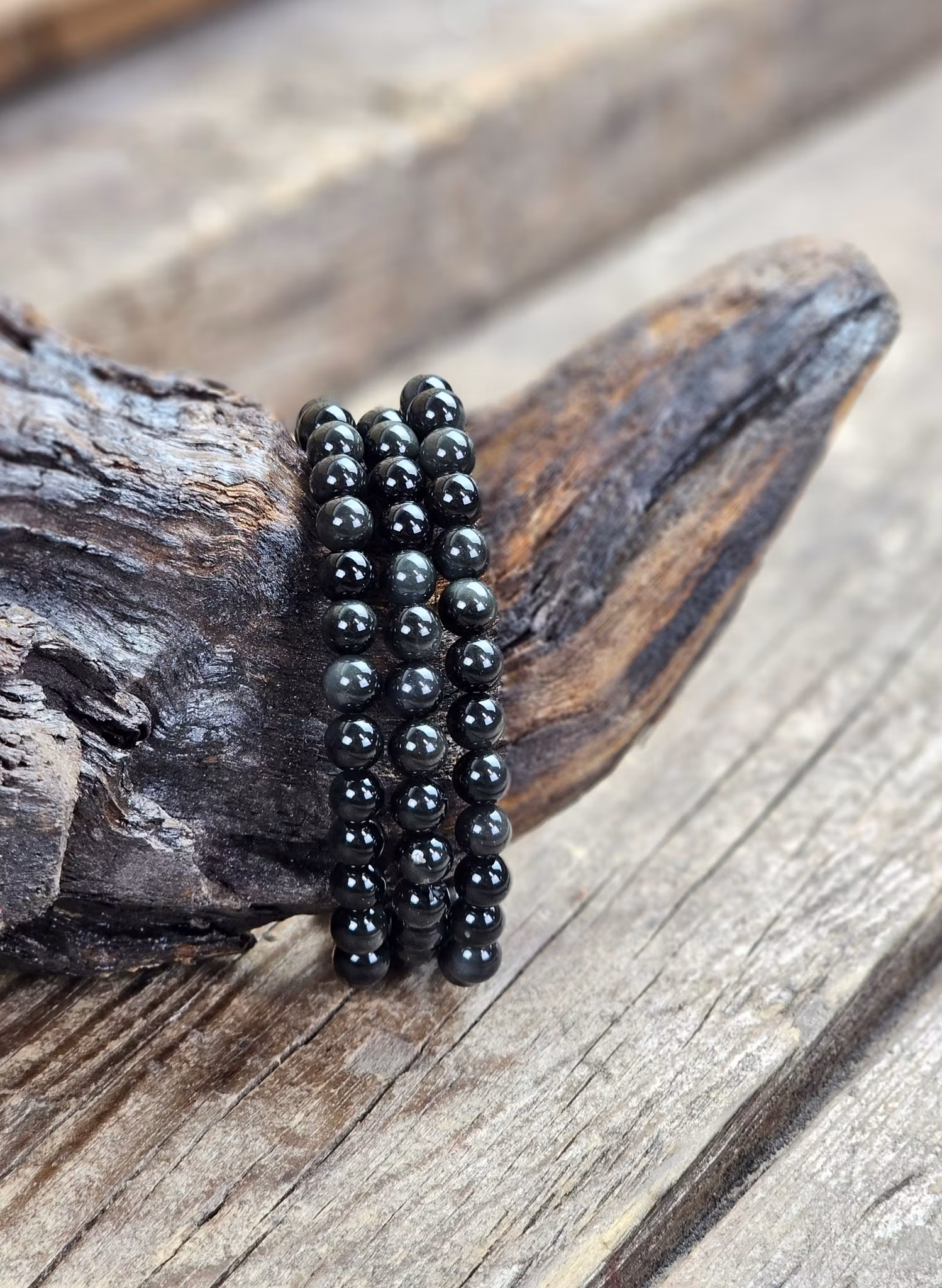 Regnbågsobsidian, armband 6mm runda pärlor