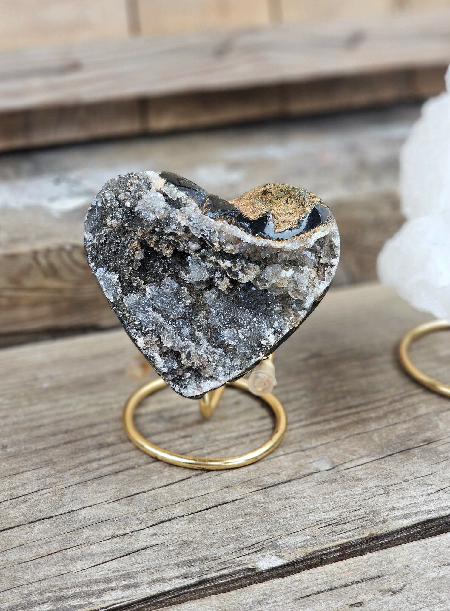 Metallställning för kristaller, guld