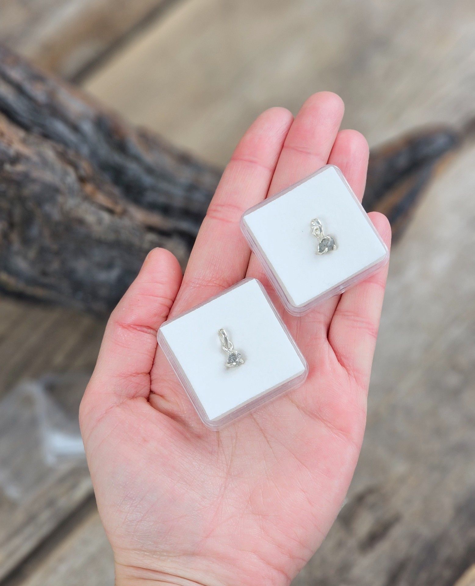 Rå Diamant, 925 silver hänge