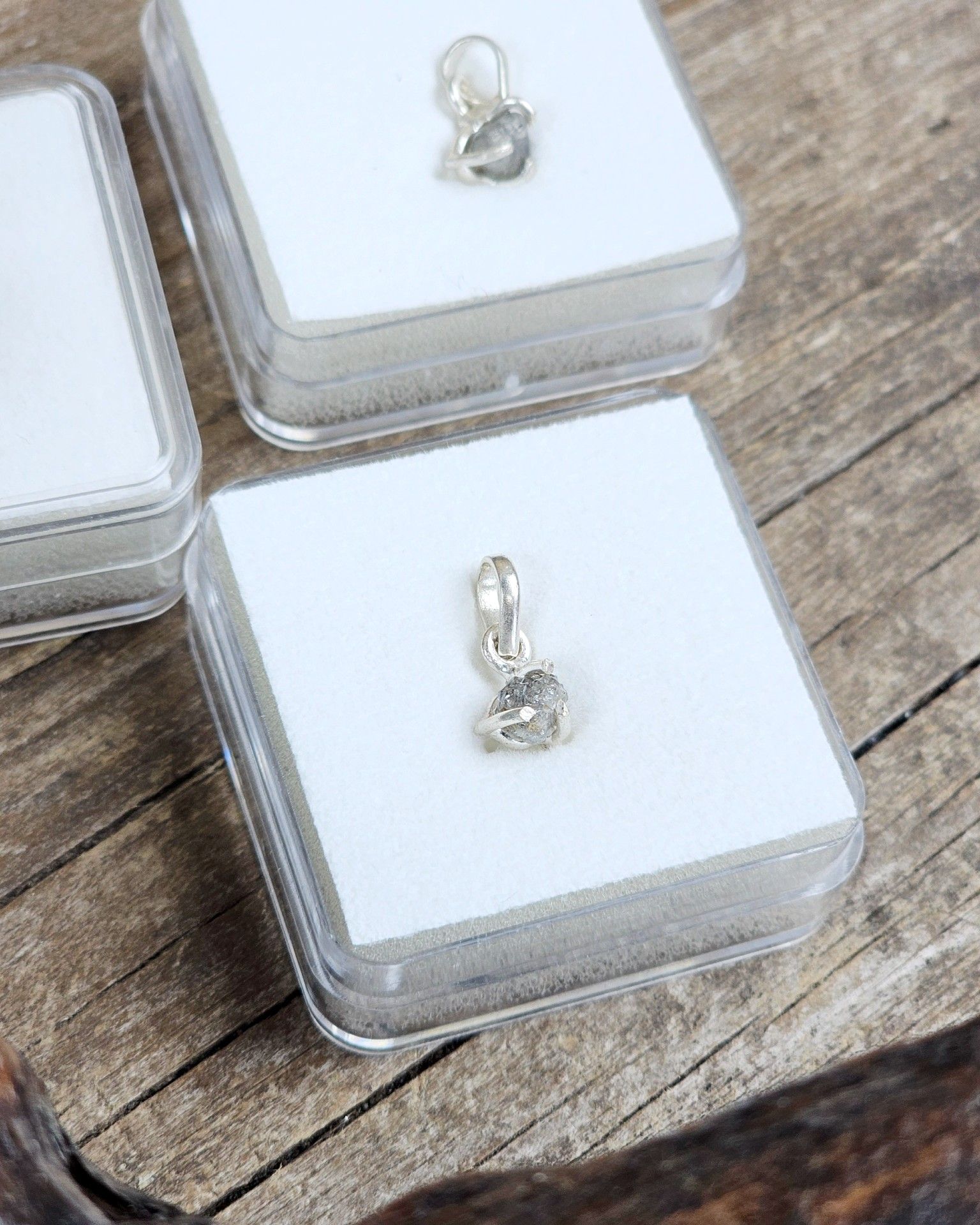 Rå Diamant, 925 silver hänge
