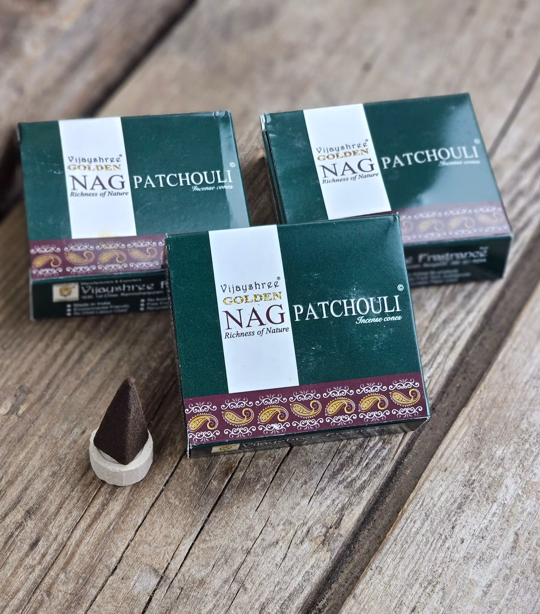 Vijayshree - Golden Nag Patchouli, rökelsekoner