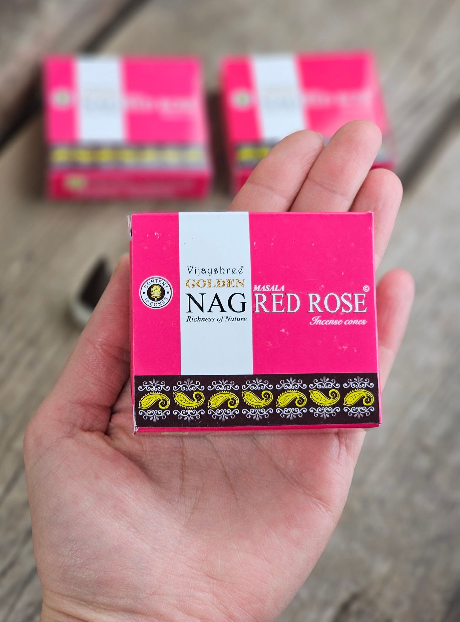 Vijayshree - Golden Nag Red Rose, rökelsekoner