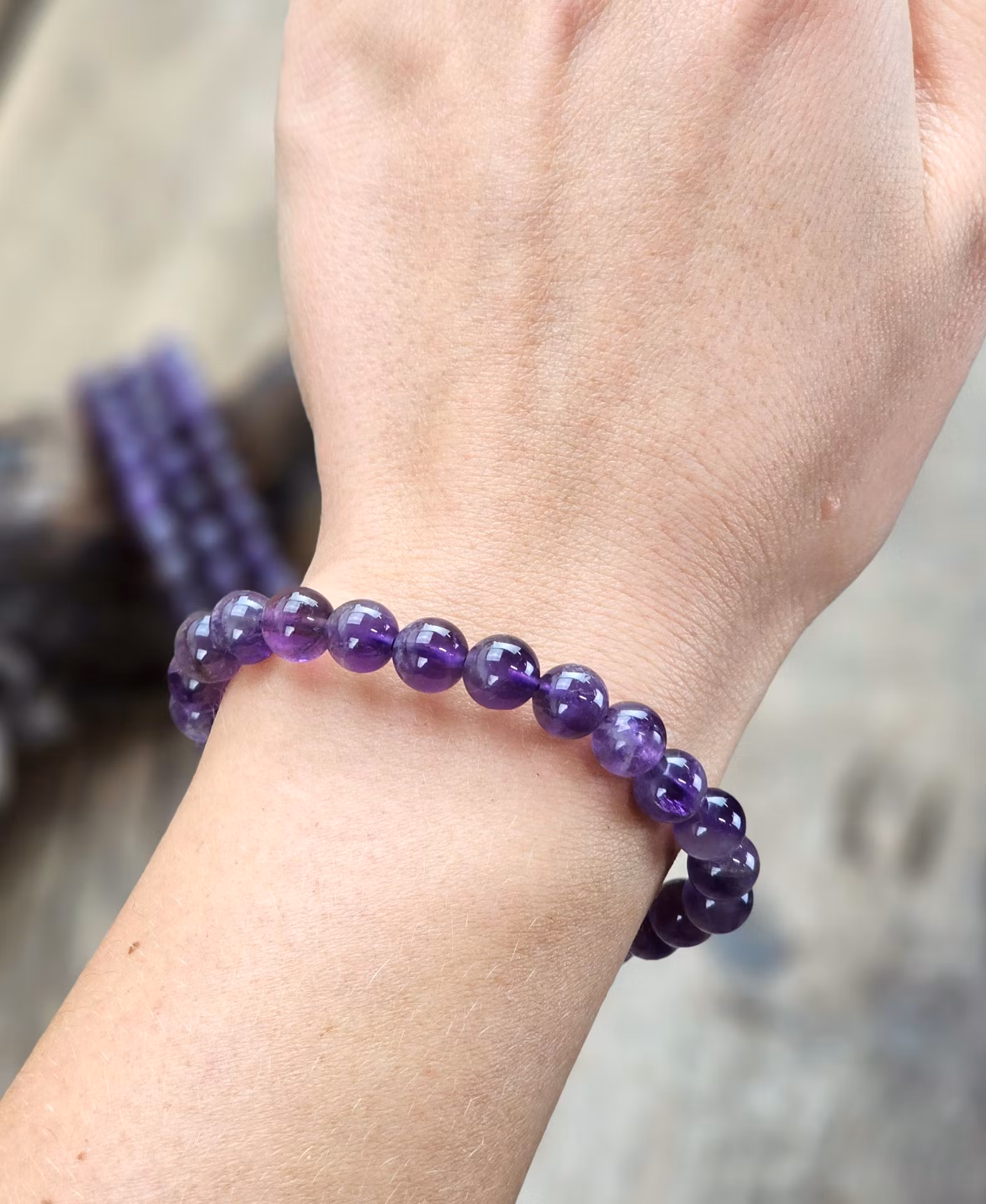 Ametist, armband 8mm runda pärlor