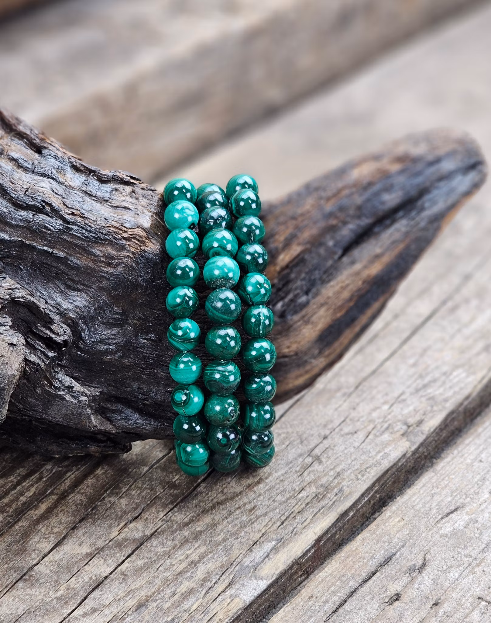 Malakit, armband 8mm runda pärlor
