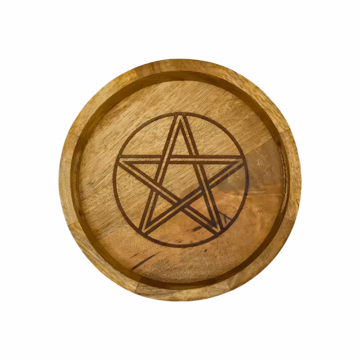 Stor bricka med handtag i trä, Pentagram