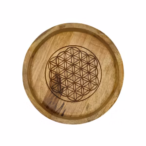 Stor bricka med handtag i trä, Flower Of Life