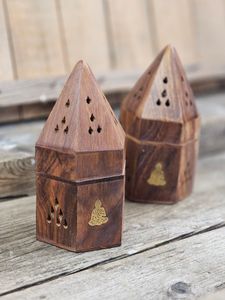 Rökelsebrännare för koner, Pyramid i trä Buddha