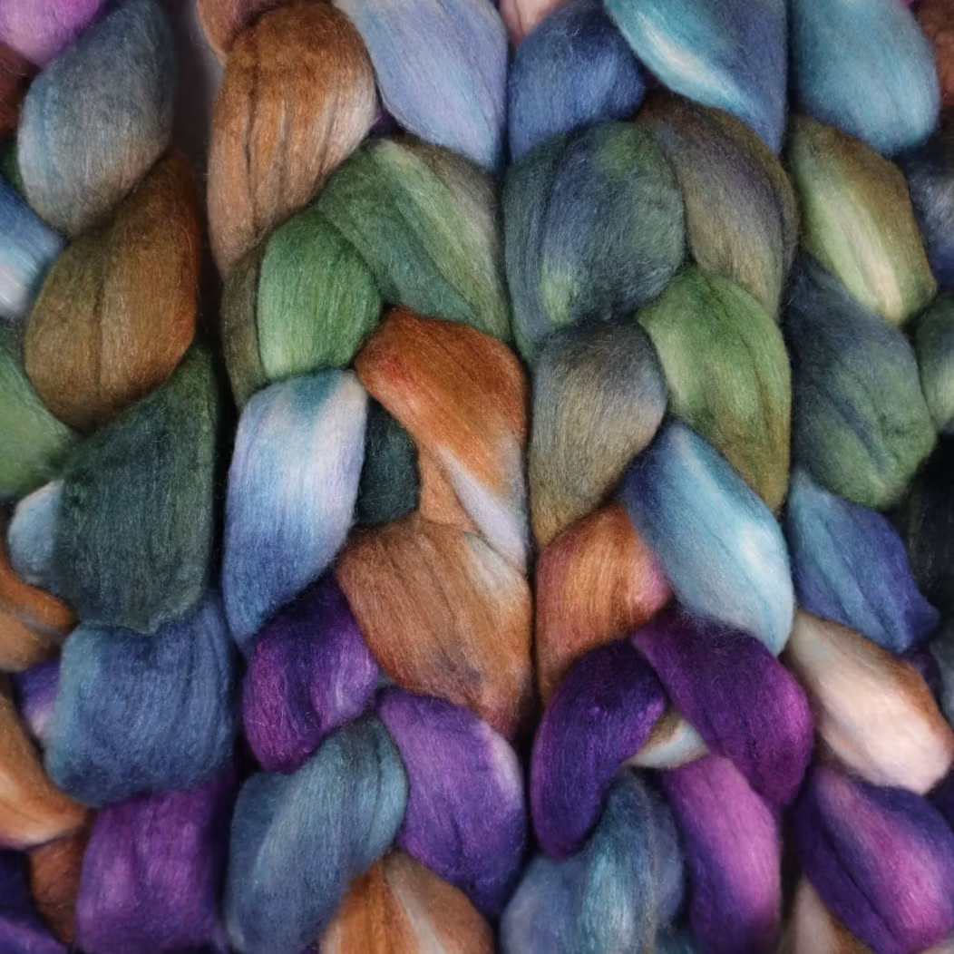 Handfärgad ulltops Merino Silke "Dryad" ca 100g