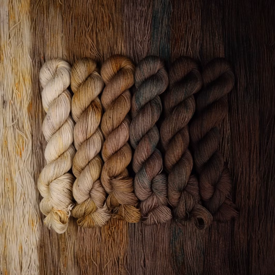 Merino Sock-kit 6x50g "Brun fade"