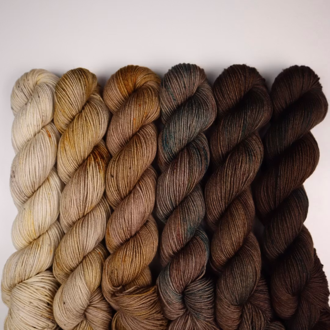Merino Sock-kit 6x50g "Brun fade"