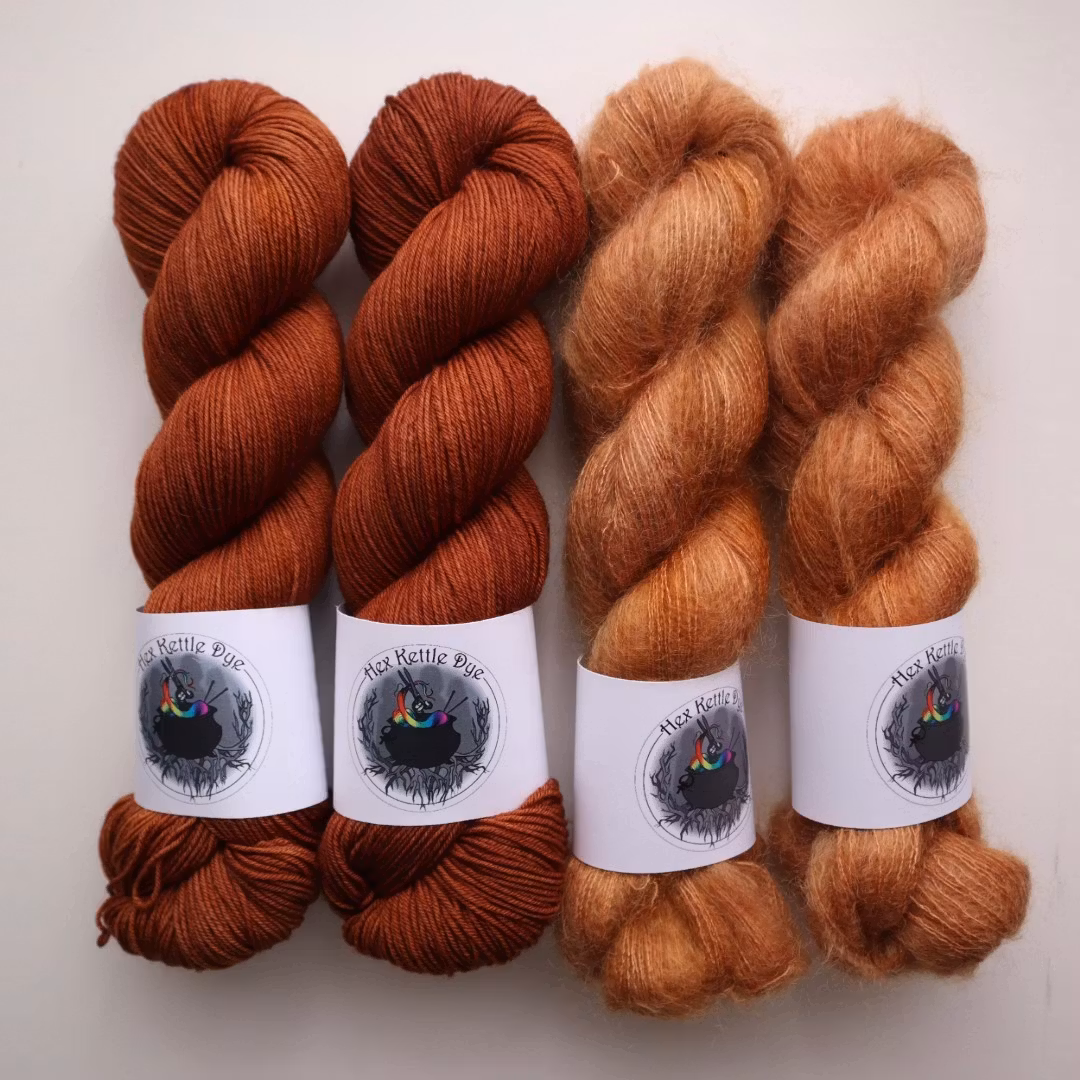 Kit med 2st Merino 100g "Kastanj" + 2st Mohair Silke 50g