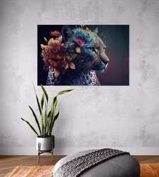 Leopard with flowers