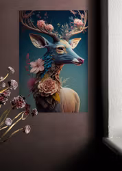 Deer with flowers