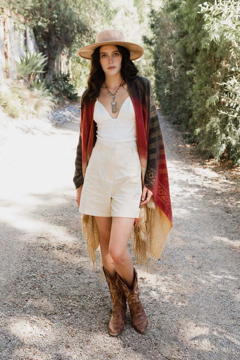 Bohemian Serape Ruana (Bär/Beige, Leto Accessories )