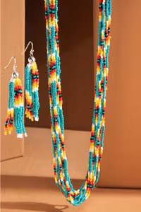 Set Halsband + Örhängen Fröpärlor (Turkos)