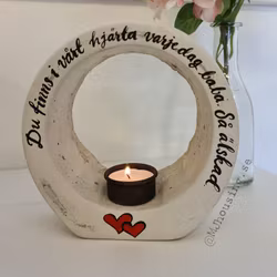 Handtextad Betongljushållare En sista tanke...