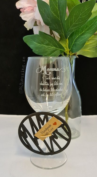 Vinglas MAMMA med Glasunderlägg