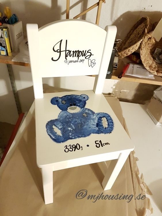 Handmålad Barnstol med 1 figur